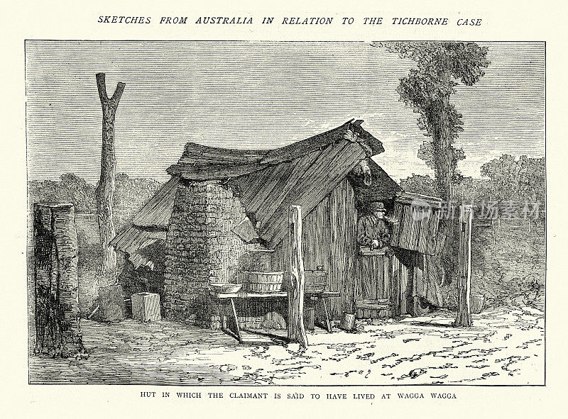 Tichourne索赔人住在新南威尔士州Wagga Wagga的小屋，澳大利亚历史，1870年代，19世纪